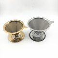 High Grade Reusable Stainless Steel Coffee Filter Dripper With Golden Color